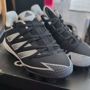 adidas Kids' Black & White Athletic Baseball Cleats